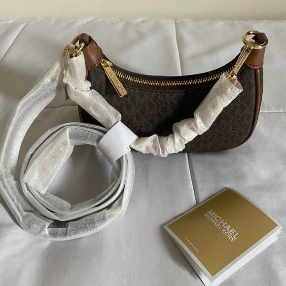 Michael Kors Cora brown mini zip pouchette bag - Picture 3 of 8